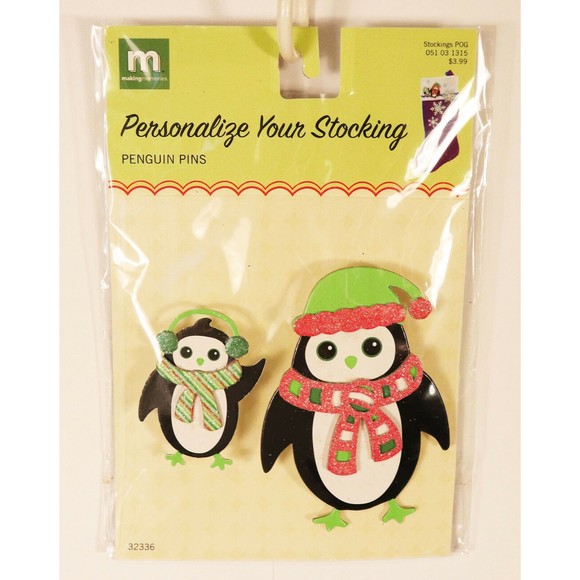 Personalize Your Christmas Stocking Penguin Pins Decor Making Memories NEW - Picture 1 of 4
